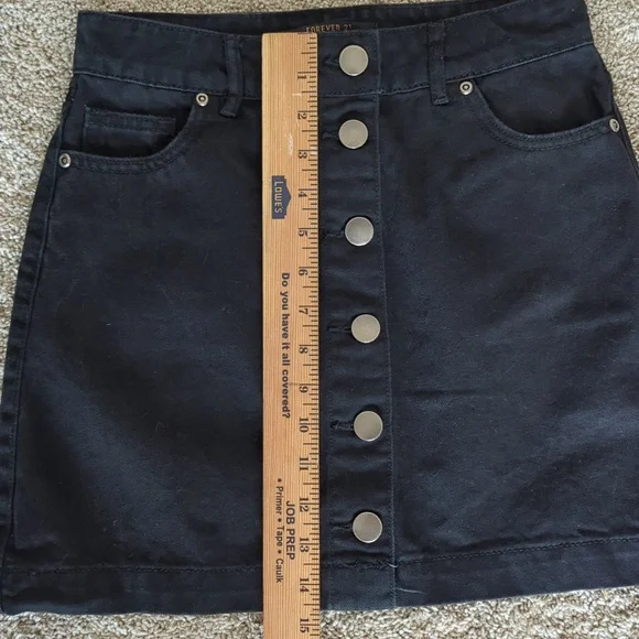 Forever 21 Black Denim Button-Front Skirt Size S - Picture 6 of 7